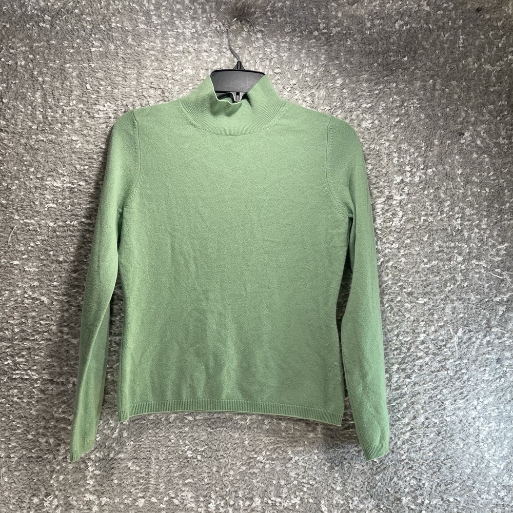 Neiman Marcus Cashmere Collection Turtleneck Sweater S Green Preppy Old Money